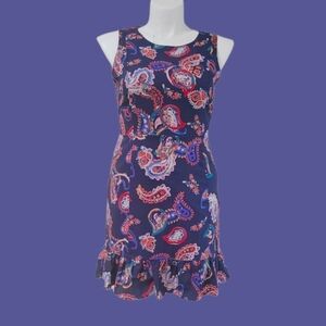 Metaphor Womens Dress Sz 12 Paisley Sleeveless Peplum Ruffle Hem